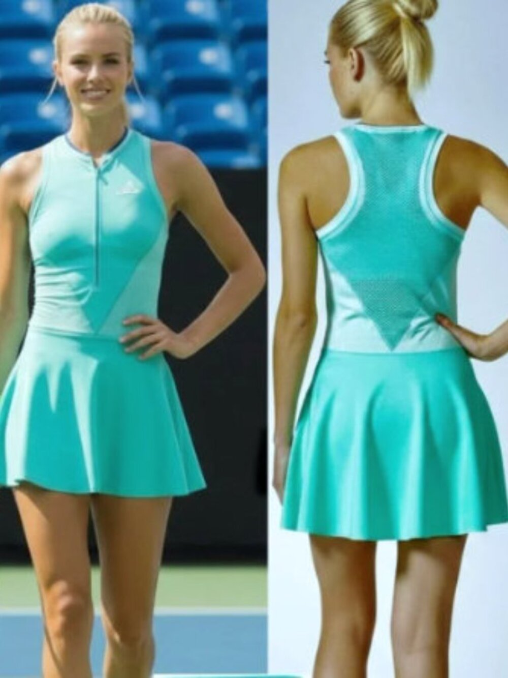 Adidas Stella McCartney Barricade Tennis Dress Zip Circle Skirt Mint Green Sz XS
